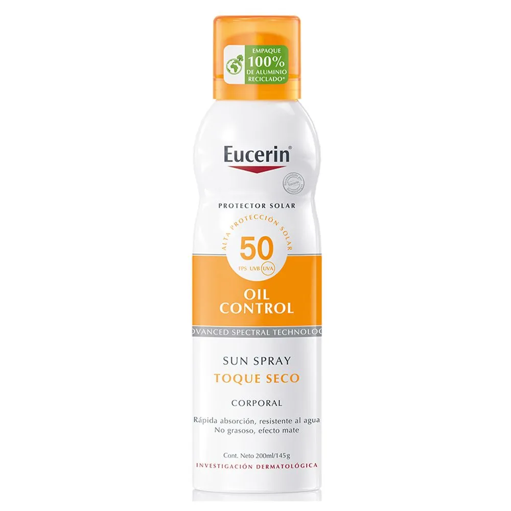 Eucerin Sun Protector Solar Fps50 Spray Transparente Toque Seco Piel Sensible X 200Ml