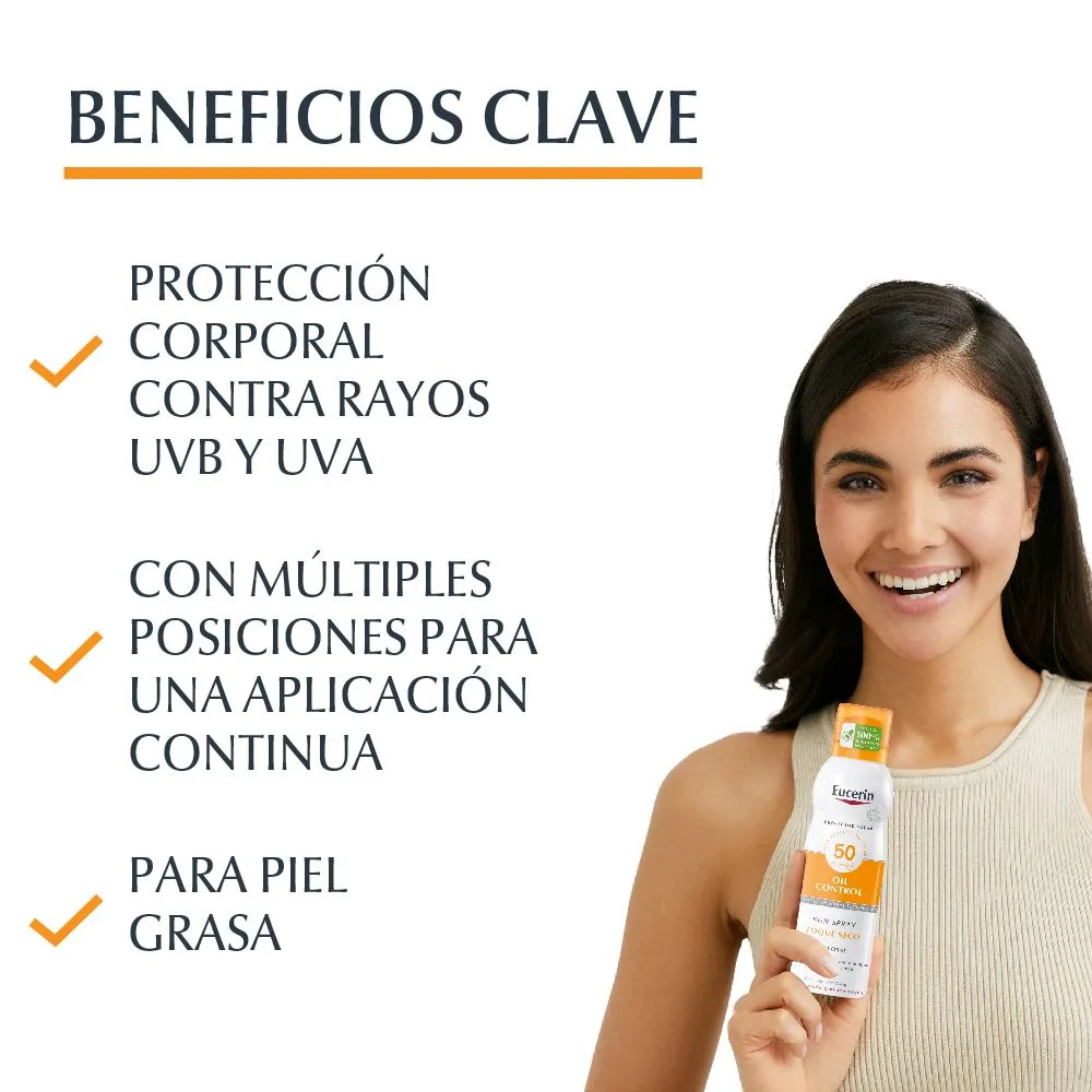Eucerin Sun Protector Solar Fps50 Spray Transparente Toque Seco Piel Sensible X 200Ml - Imagen 3