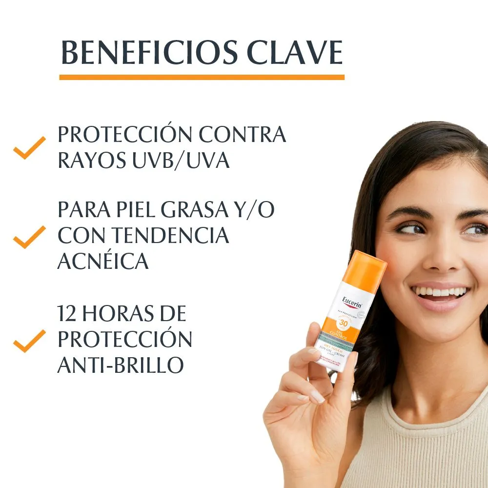 Eucerin Sun Oil Control Gel Crema Facial Toque Seco Spf30 - Imagen 5