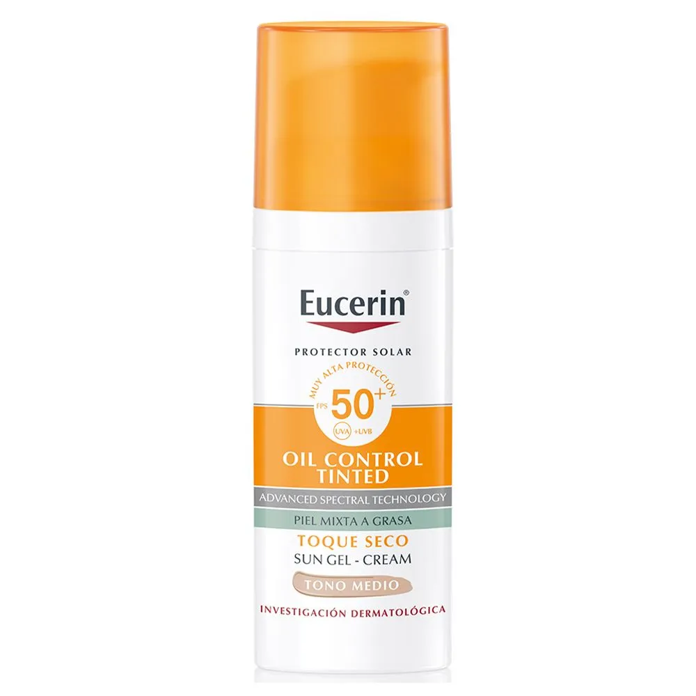 Eucerin Sun Oil Control Gel Crema Facial Toque Seco Tono Medio Spf50+
