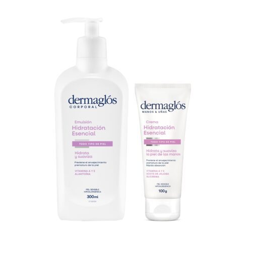 Dermaglos Kit Hidratación Corporal Emulsión 300Ml Y Crema Manos 100 Gr