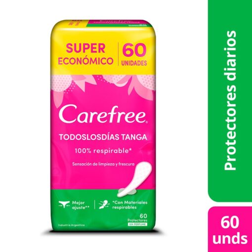 Carefree Brisa Tanga Maxi Sin Perfume 60 Protectores  Diarios