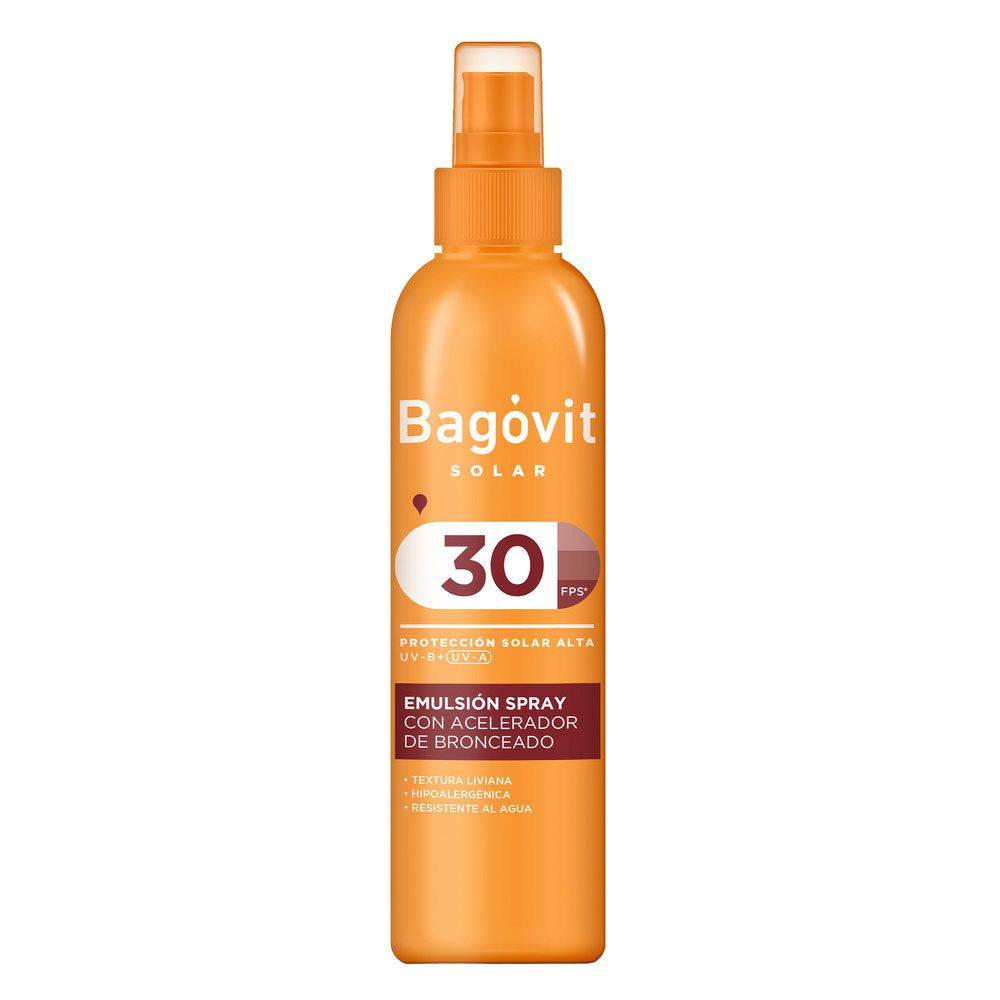 Bagovit Protector Solar Fps 30 Con Acelerador De Bronceado Emulsión Spray Hidratante X 200 Gramos