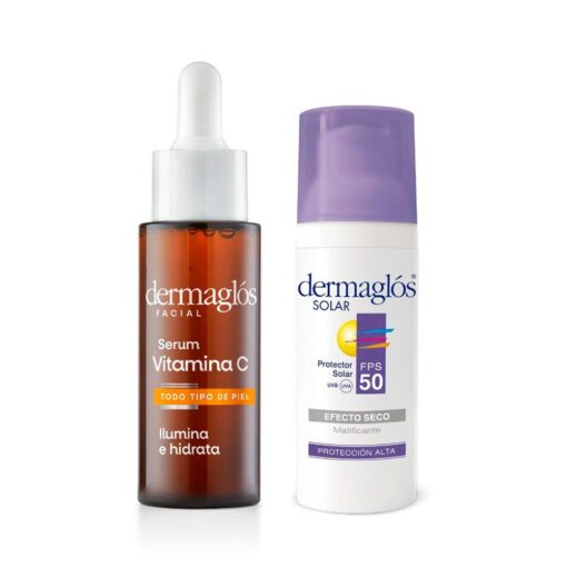 Kit Facial Dermaglos Serum Vitamina C + Protector Fps 50