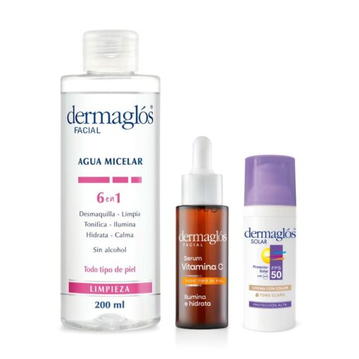 Kit Facial Dermaglos Serum Vit. C Protector Solar Tono Claro