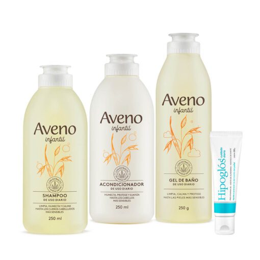Kit De Baño Bebes Y Niños Aveno +Hipoglos Cuidado Diario 30G