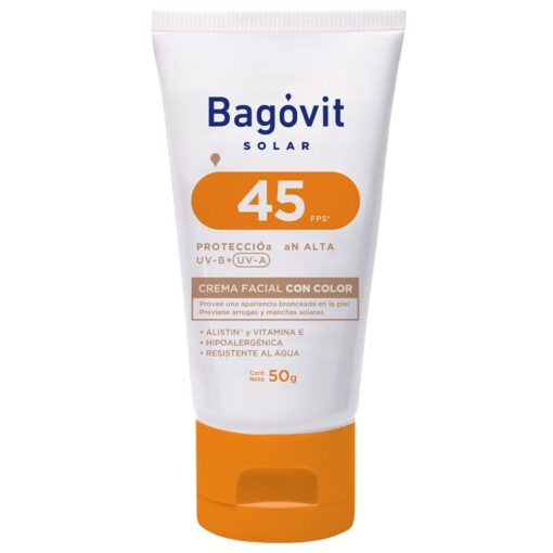 Bagovit Protector Solar Fps 45 Crema Facial Con Color X 50 Gramos