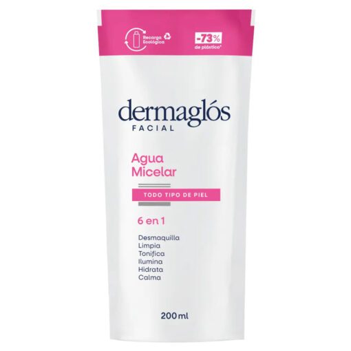 Dermaglos Facial Agua Micelar 6 En 1 Desmaquillante Refill X 200ml