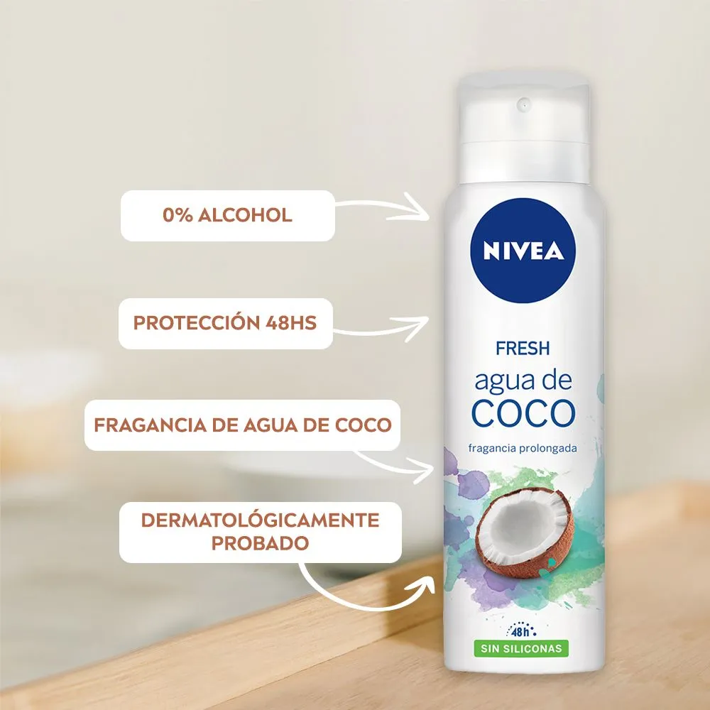 Nivea Fresh Agua De Coco Desodorante Antitranspirante Femenino Sin Siliconas X 150Ml30 - Imagen 3
