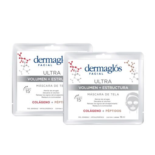 Kit Mascaras De Tela Dermaglós Ultra Volumen + Estructura X2