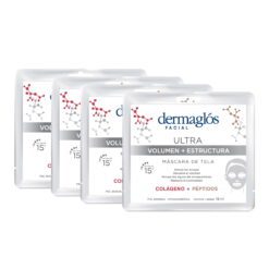 Kit Mascaras De Tela Dermaglós Ultra Volumen + Estructura X4