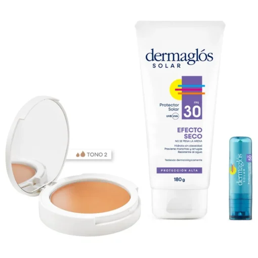 Dermaglós Solar Combo Completo De Protección Facial Y Corporal Tono 2 Medio