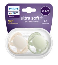 Avent Chupete Ultra Soft Liso 0-6 meses SCF 091/05  x 2 unidades